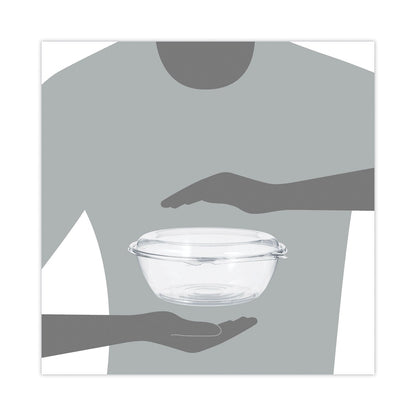 Dart Tamper-Resistant, Tamper-Evident Bowls with Dome Lid, 48 oz, 8.9" Diameter x 3.4"h, Clear, Plastic, 100/Carton