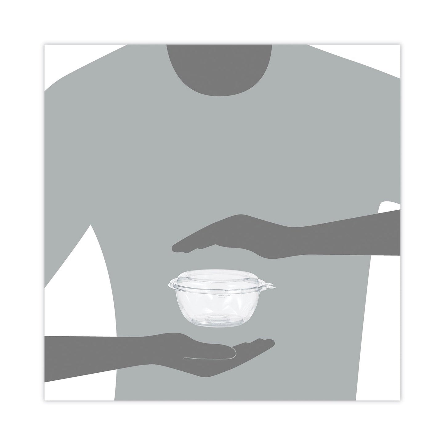 Dart Tamper-Resistant, Tamper-Evident Bowls with Dome Lid, 12 oz, 5.5" Diameter x 2.6"h, Clear, Plastic, 240/Carton