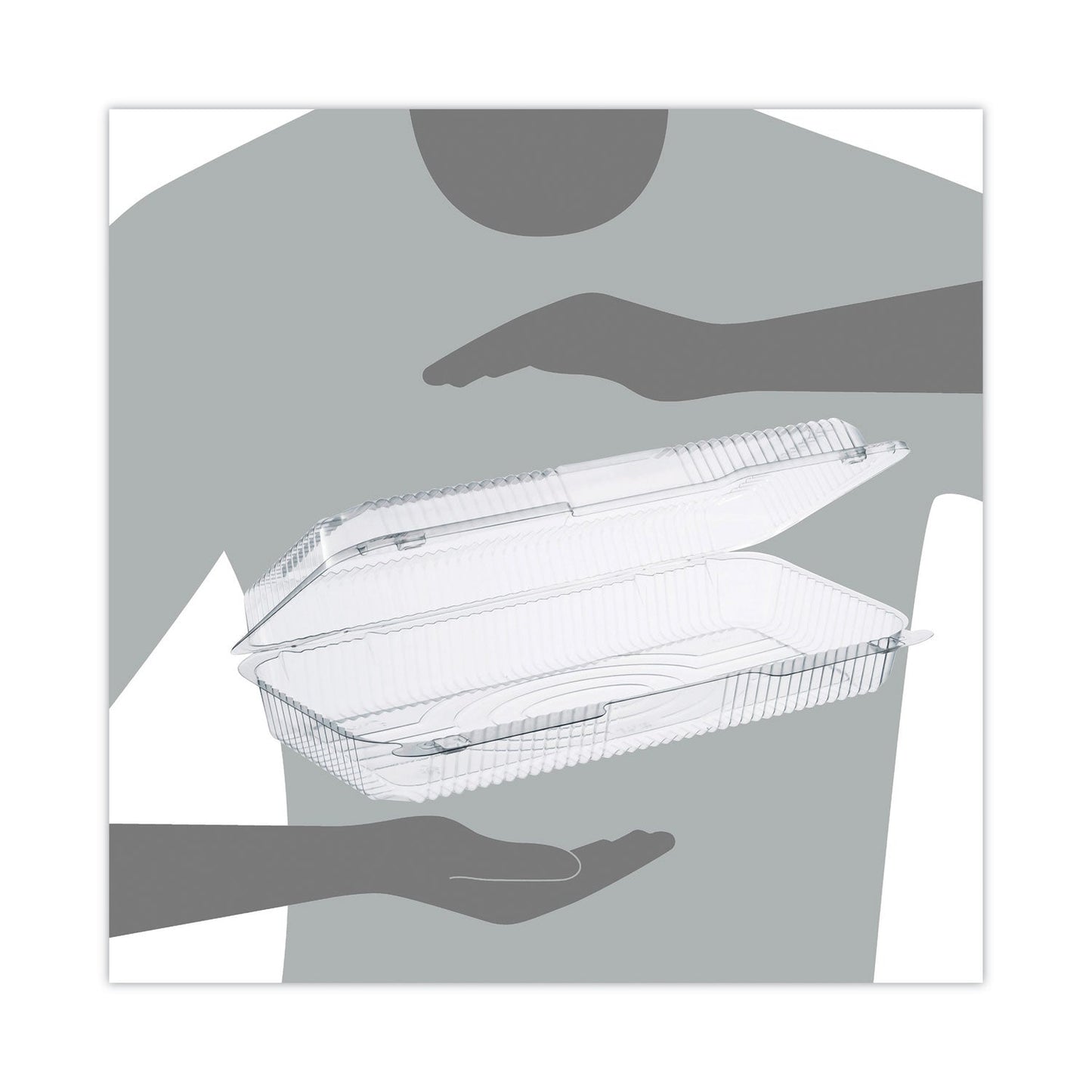 Dart StayLock Clear Hinged Lid Containers, 50.2 oz, 6.8 x 13.4 x 2.6, Plastic, 200/Carton