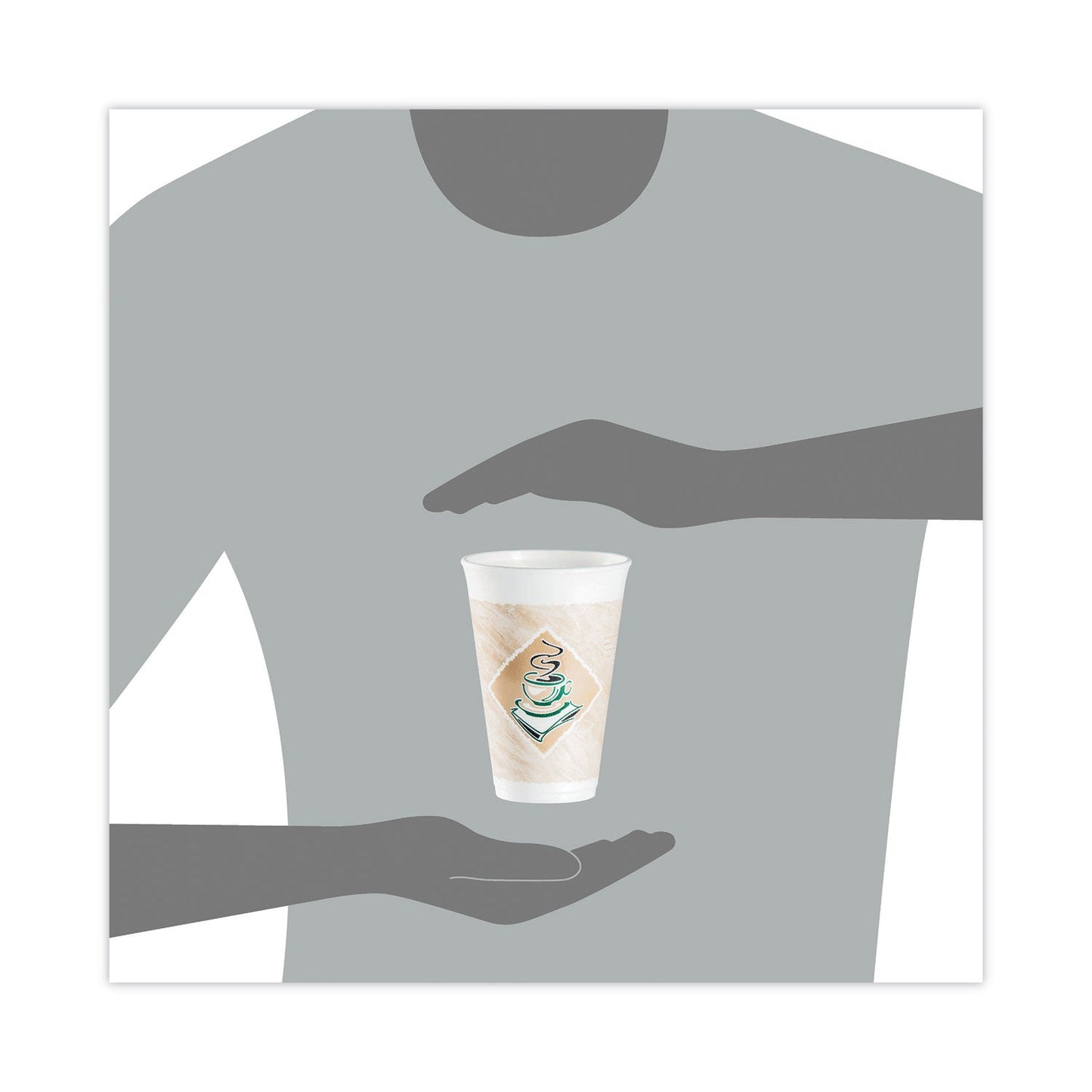 Dart Cafe G Foam Hot/Cold Cups, 16 oz, Brown/Green/White, 1,000/Carton