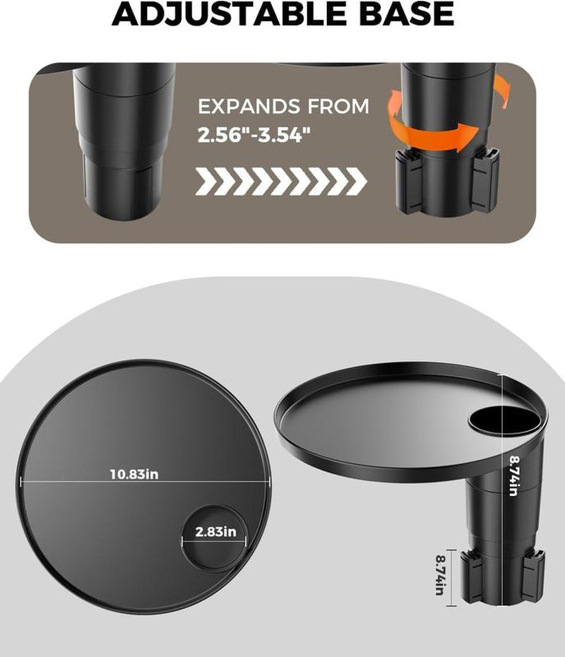 FLORICH All-In-One Car Organizer: Big Cup Holder Expander & 360° Rotating Tray. Universal Steering Wheel Mount Desk Car Tray for Food, Laptop, Drinks. Fits Auto Center Console. Big Cup Holder Expander for Car，Car Cup Holder