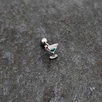 16G 1/4 Sweet Martini Glass Heart Cartilage Tragus Earring