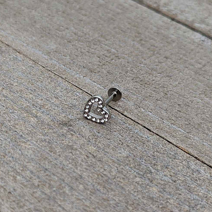 16G 5/16 Clear Gem Open Heart Valentine Labret Monroe Tragus