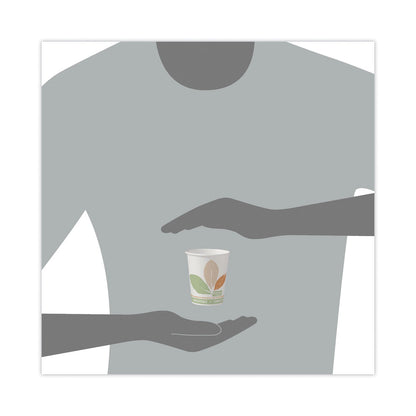 Dart Bare by Solo Eco-Forward PLA Paper Hot Cups, 10 oz, Leaf Design, White/Green/Orange, 50/Pack