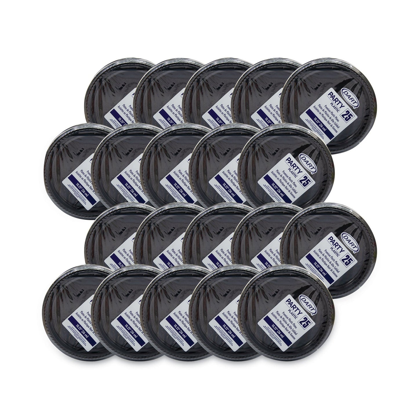 Dart Party Plastic Plates, 10.25 dia", Black, 500/Carton