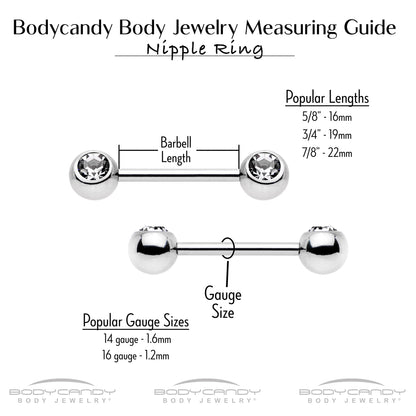14G 9/16 Clear CZ Gem Gold Hue Honey Bees Barbell Nipple Ring Set