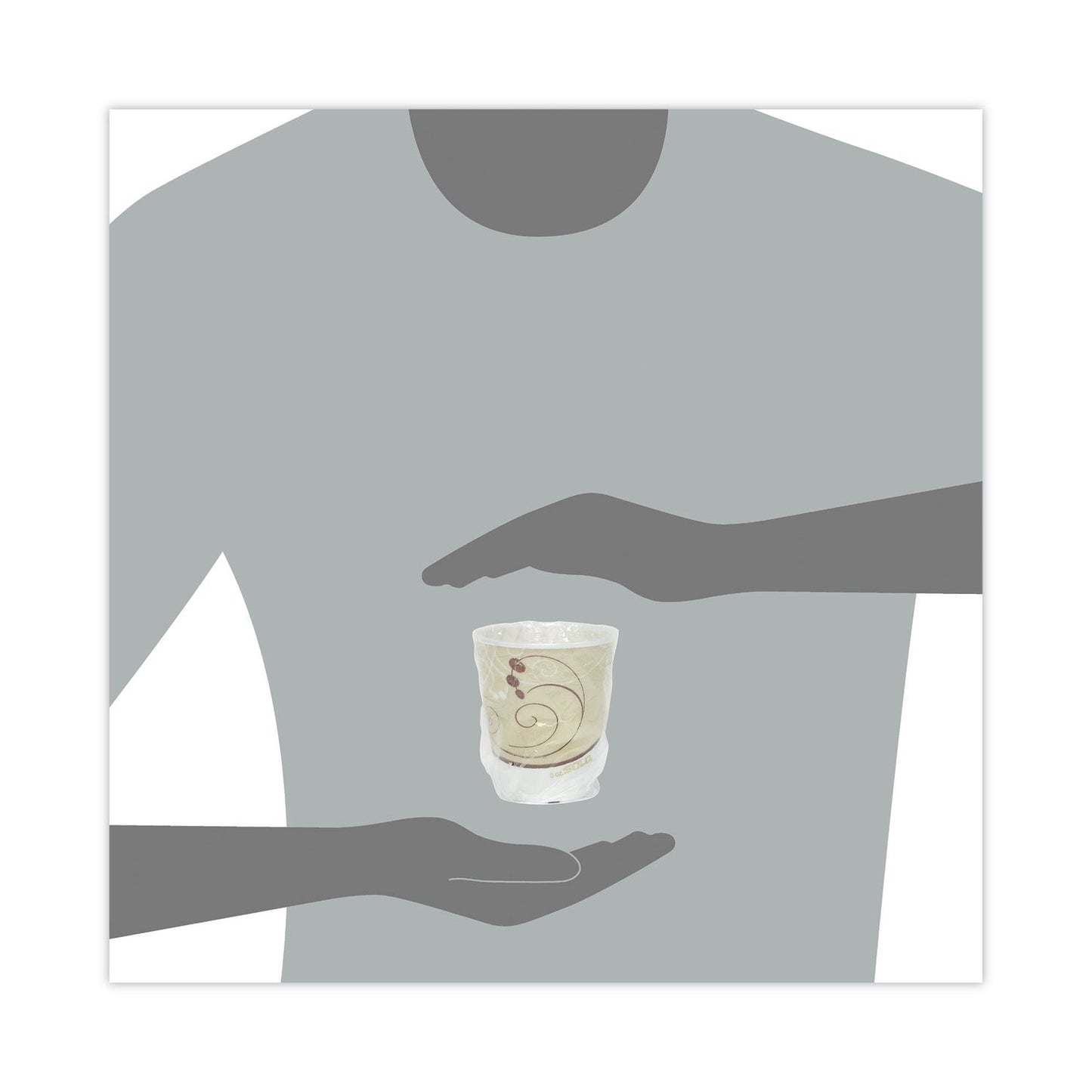 Dart Trophy Plus Dual Temperature Insulated Cups in Symphony Design, 9 oz, Beige, Individual Wrapped, 900/Carton