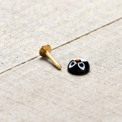 16G 5/16 Gold Hue Round Penguin Face Holiday Labret Monroe Tragus