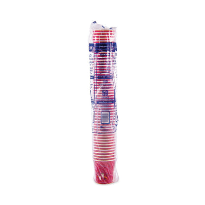 Dart Solo Paper Hot Drink Cups in Bistro Design, 10 oz, Maroon, 1,000/Carton