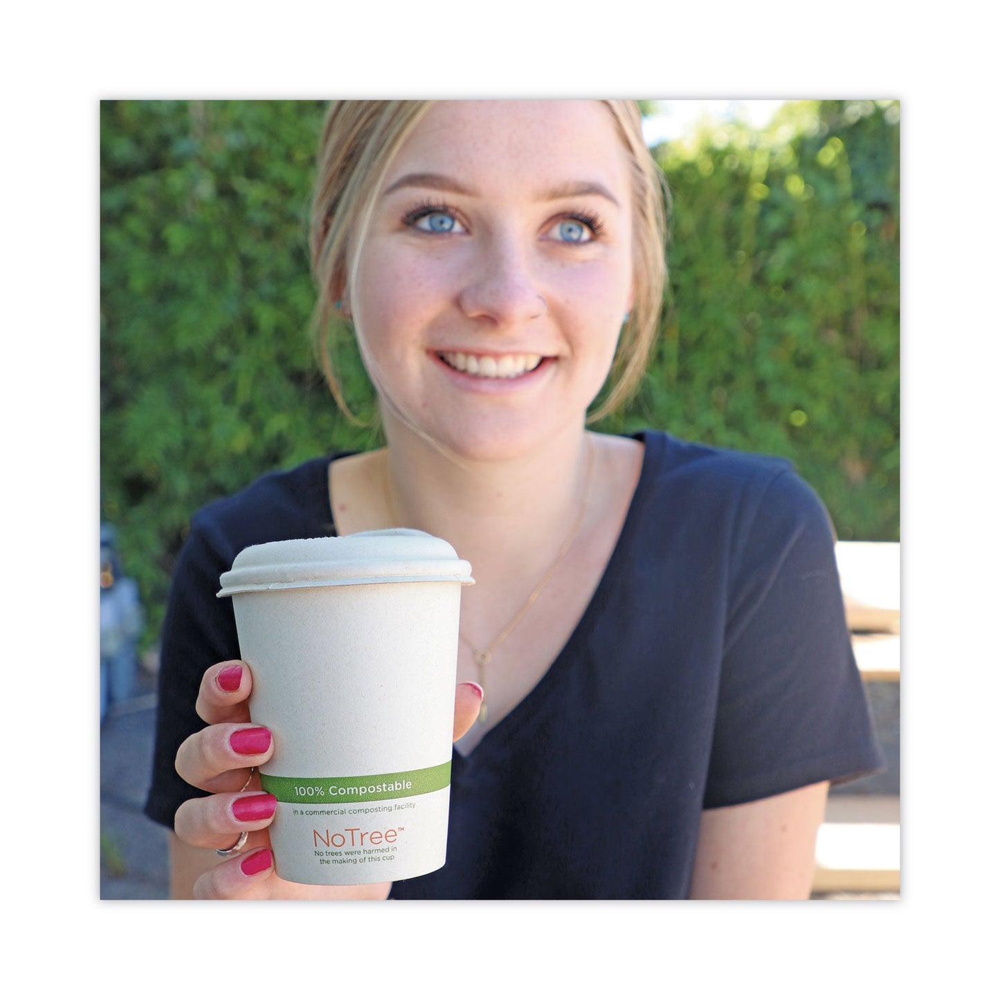 World Centric PLA Lids for Hot Cups, Fits 8 oz Cups, White, 1,000/Carton