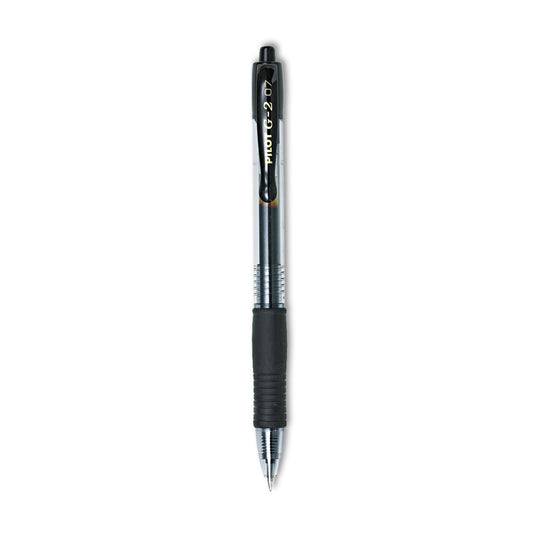 Pilot G2 Premium Gel Pen, Retractable, Fine 0.7 mm, Black Ink, Smoke Barrel, 2/Pack