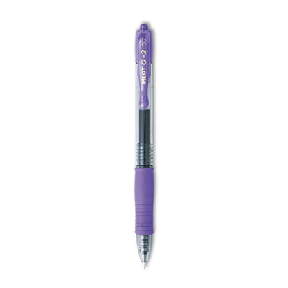 Pilot G2 Premium Gel Pen, Retractable, Fine 0.7 mm, Purple Ink, Smoke Barrel, Dozen