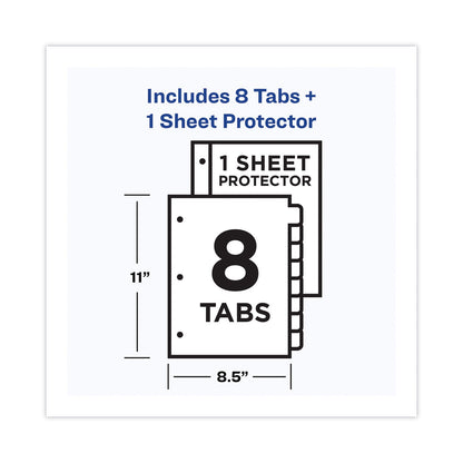 Avery Clear Easy View Plastic Dividers with Multicolored Tabs and Sheet Protector, 8-Tab, 11 x 8.5, Clear, 1 Set