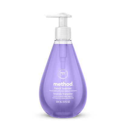 Method Gel Hand Wash, French Lavender, 12 oz Pump Bottle, 6/Carton