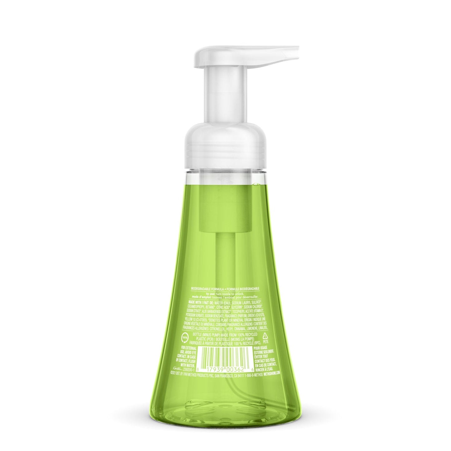 Method Foaming Hand Wash, Green Tea/Aloe, 10 oz Pump Bottle, 6/Carton