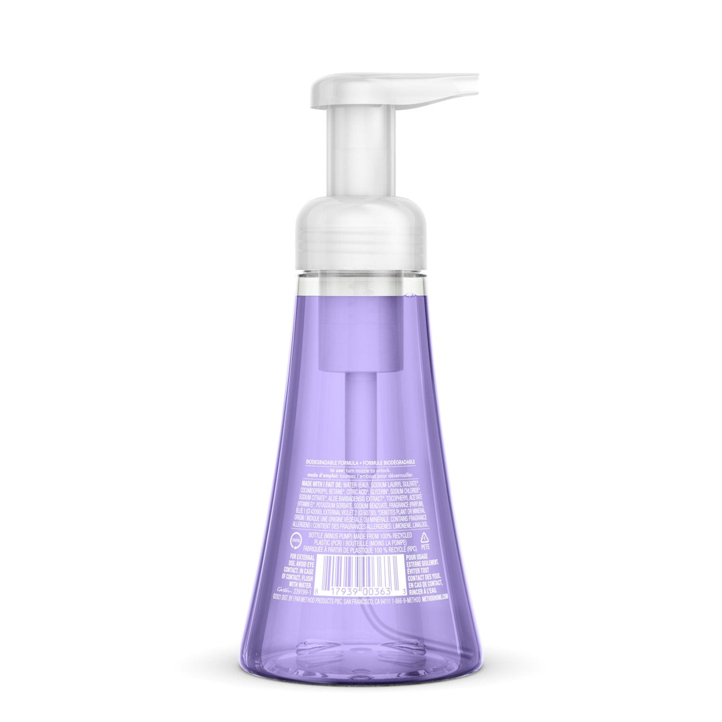 Method Foaming Hand Wash, French Lavender, 10 oz Pump Bottle, 6/Carton
