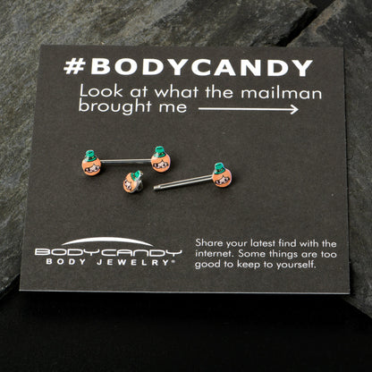 14G 9/16 Sweet Happy Leprechaun St Patricks Day Nipple Ring Set