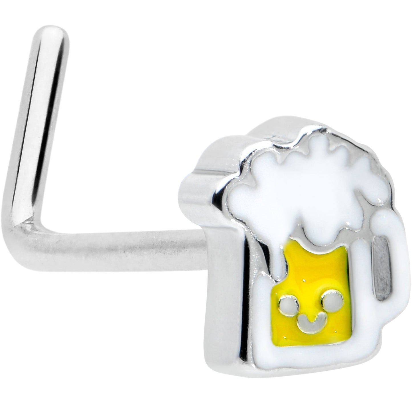20G 7mm Sweet Happy Beer St Patricks L Shape Nose Ring