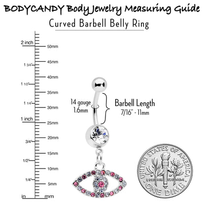 Pink Clear Gem Wide Eye Dangle Belly Ring