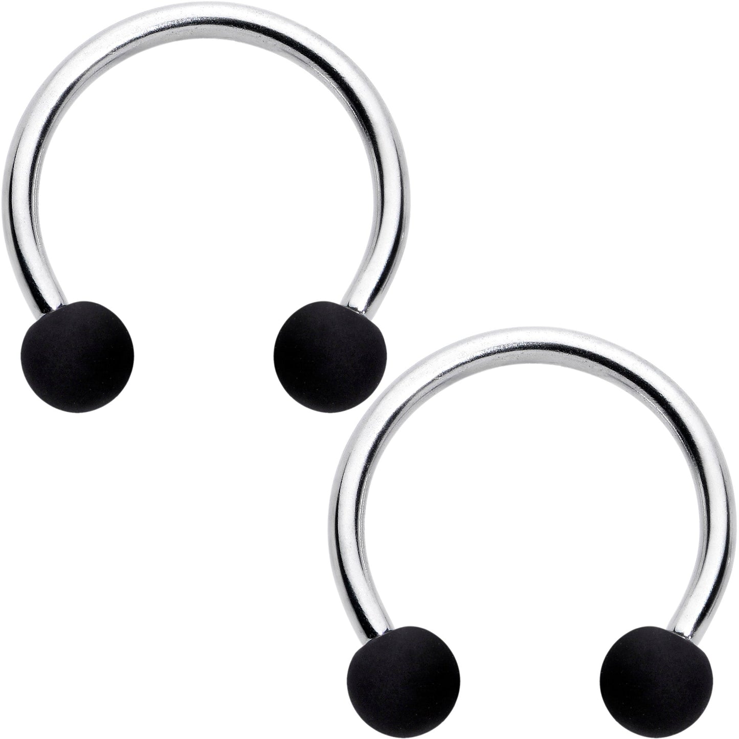 16G 3/8 Matte Black Blue Teal Horseshoe Circular Barbell Set of 6