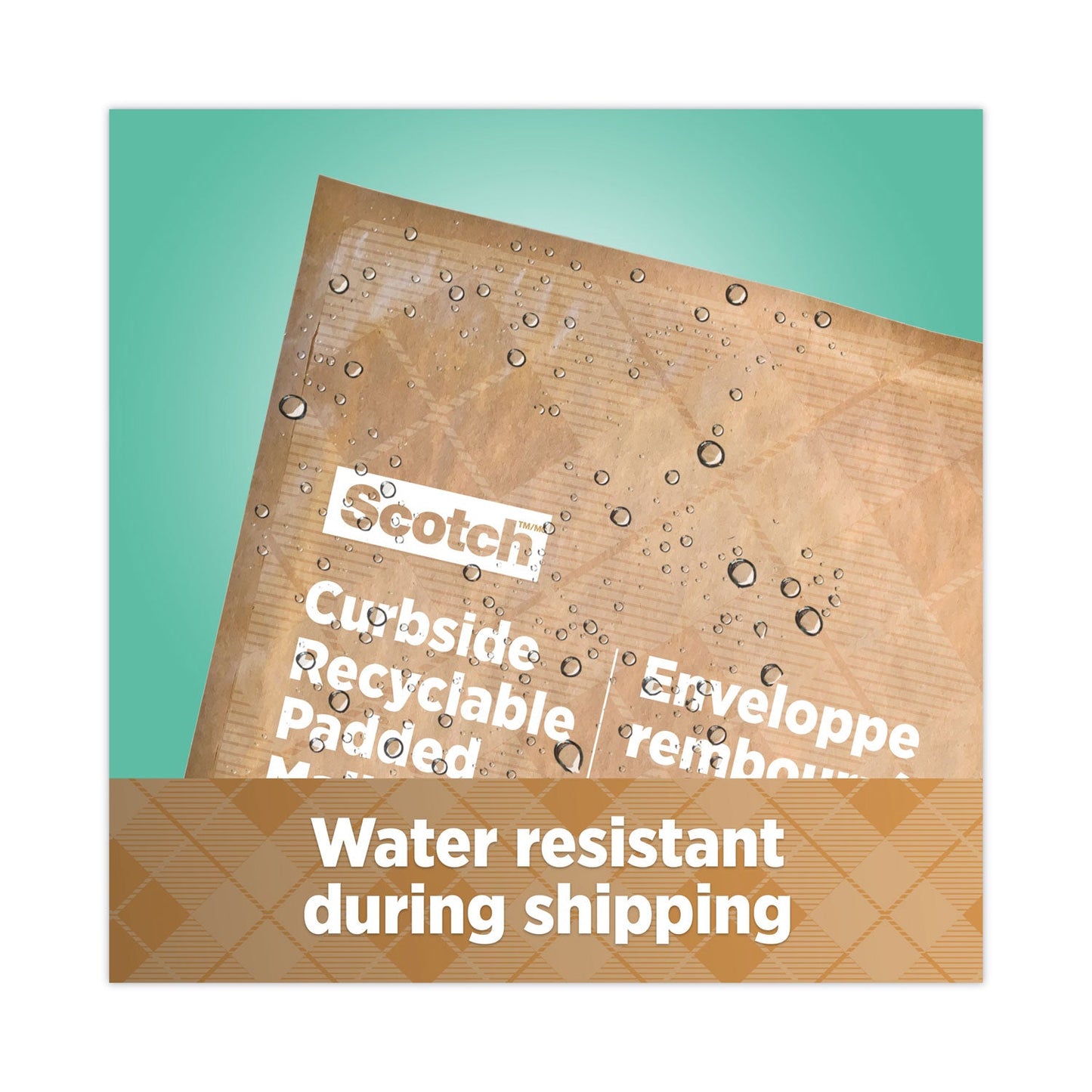 Scotch Curbside Recyclable Padded Mailer, #5, Bubble Cushion, Self-Adhesive Closure, 12 x 17.25, Natural Kraft, 100/Carton