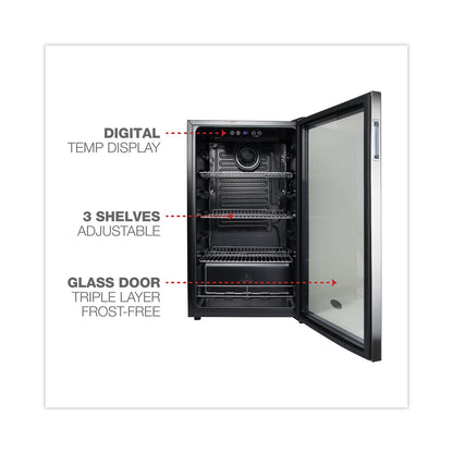 Alera 3.4 Cu. Ft. Beverage Cooler, Stainless Steel/Black