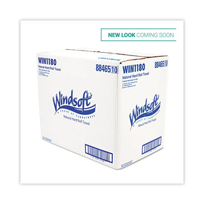 Windsoft Hardwound Roll, Towels, 8 x 600 ft, Natural, 12 Rolls/Carton