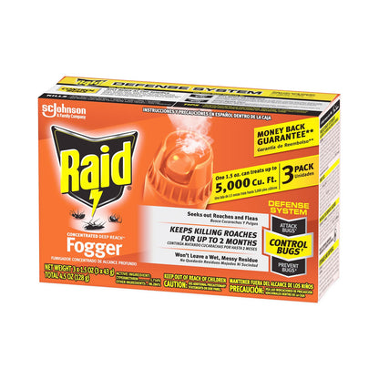 Raid Concentrated Deep Reach Fogger, 1.5 oz Aerosol Spray, 3/Pack, 12 Packs/Carton