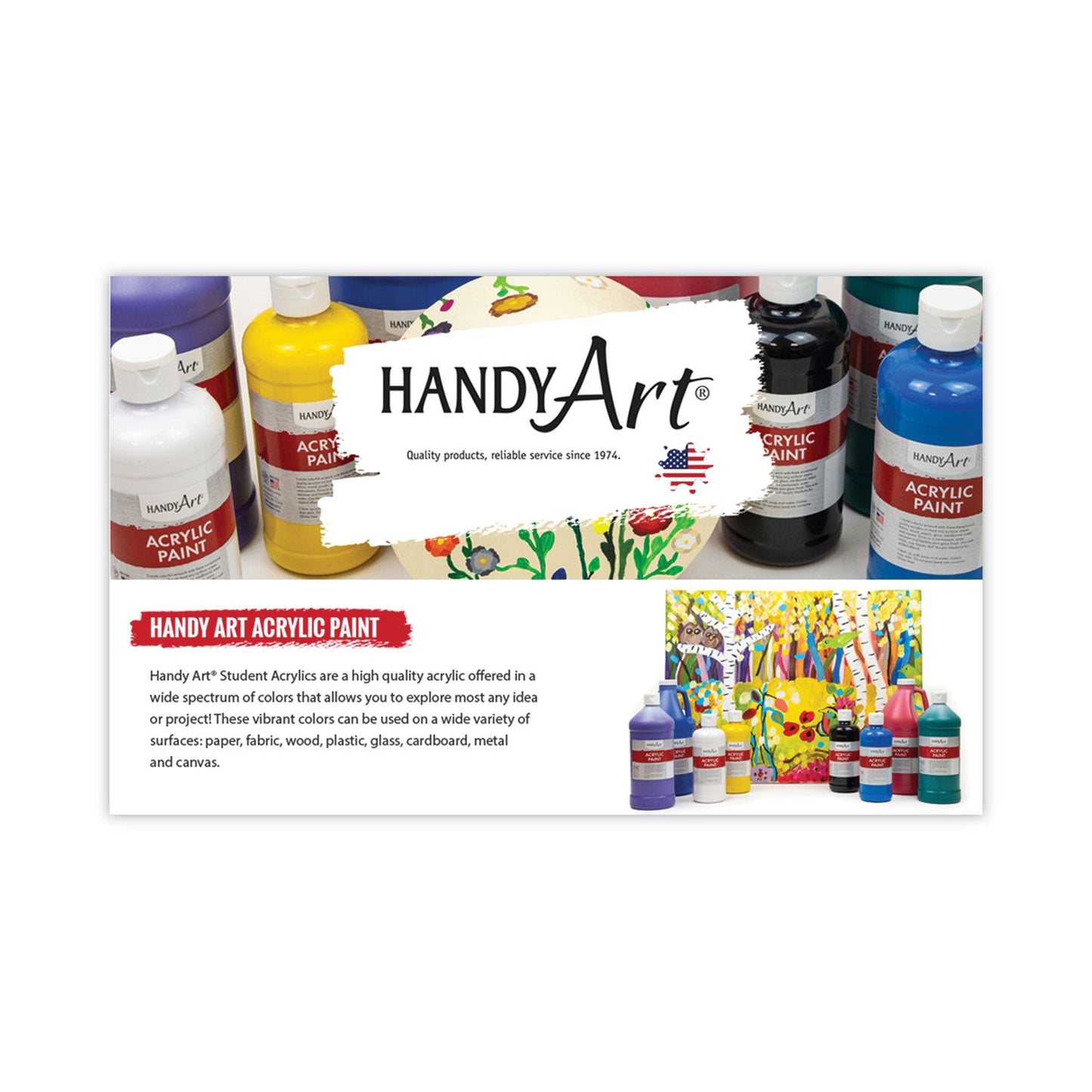 Handy Art Acrylic Paint, White, 64 oz Bottle