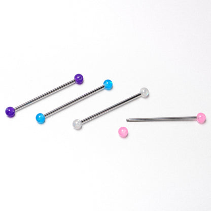 14G Pink White Purple Faux Opal Pack Industrial Barbell Set of 4