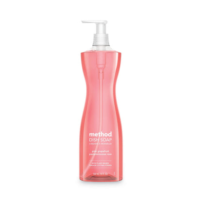 Method Dish Soap Pump, Hour-Glass Bottle Shape, Pink Grapefruit Scent, 18 oz Pump Bottle, 6/Carton