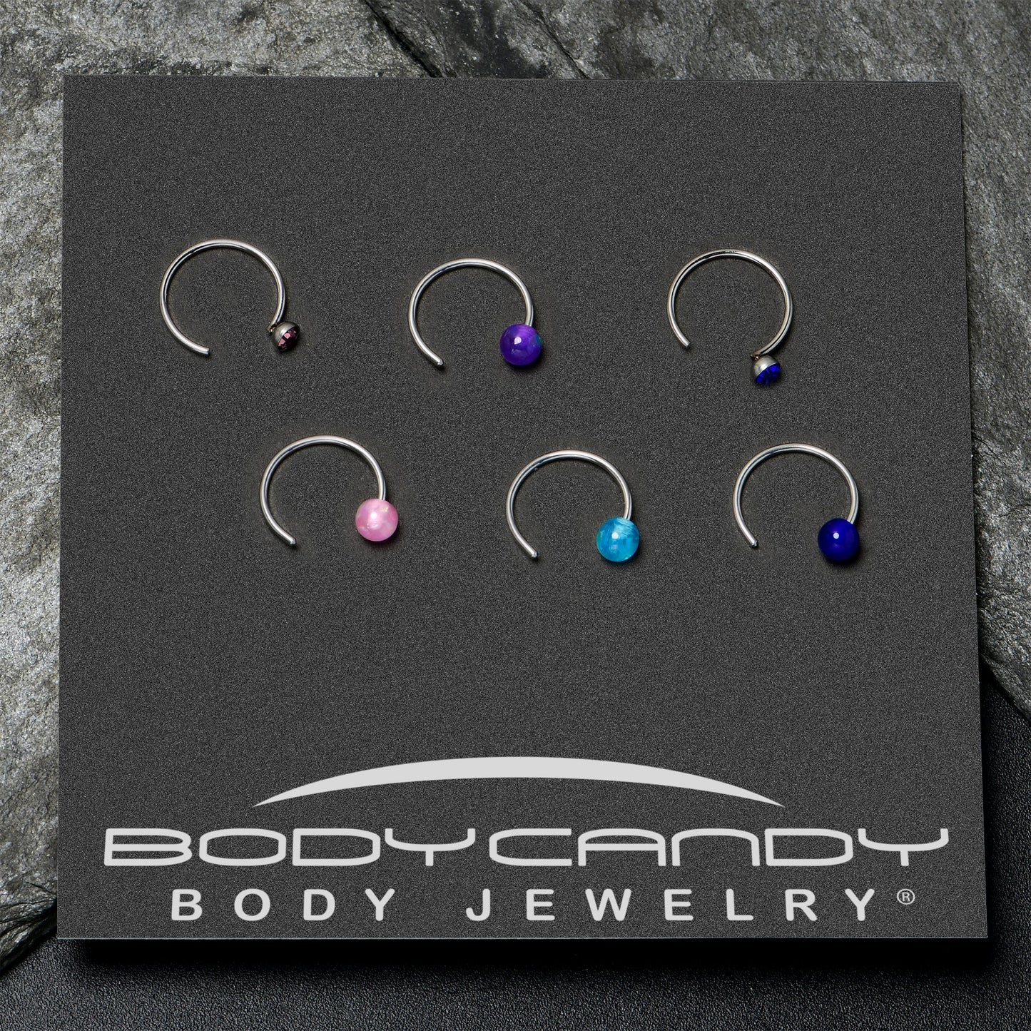 20G 5/16 Nose Hoop Gem Faux Opal Pack Classy Nose Ring Set of 6