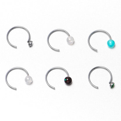 20G 5/16 Nose Hoop Gem Faux Opal Pack Dynasty Nose Ring Set of 6