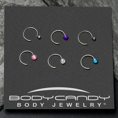 20G 5/16 Nose Hoop Gem Faux Opal Pack Pretty Nose Ring Set of 6