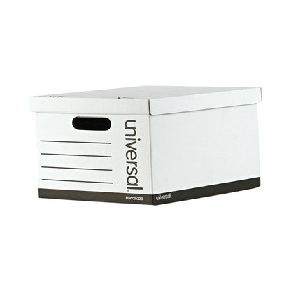 Universal Basic-Duty Economy Record Storage Boxes, Letter/Legal Files, 12" x 15" x 10", White, 10/Carton