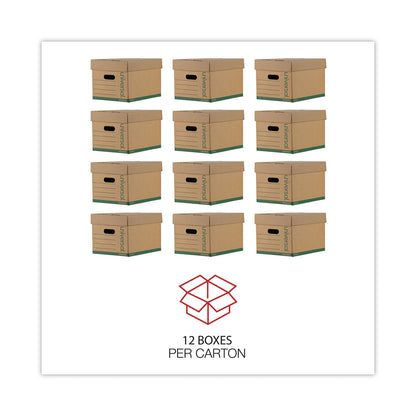 Universal Professional-Grade Heavy-Duty Storage Boxes, Letter/Legal Files, Kraft/Green, 12/Carton