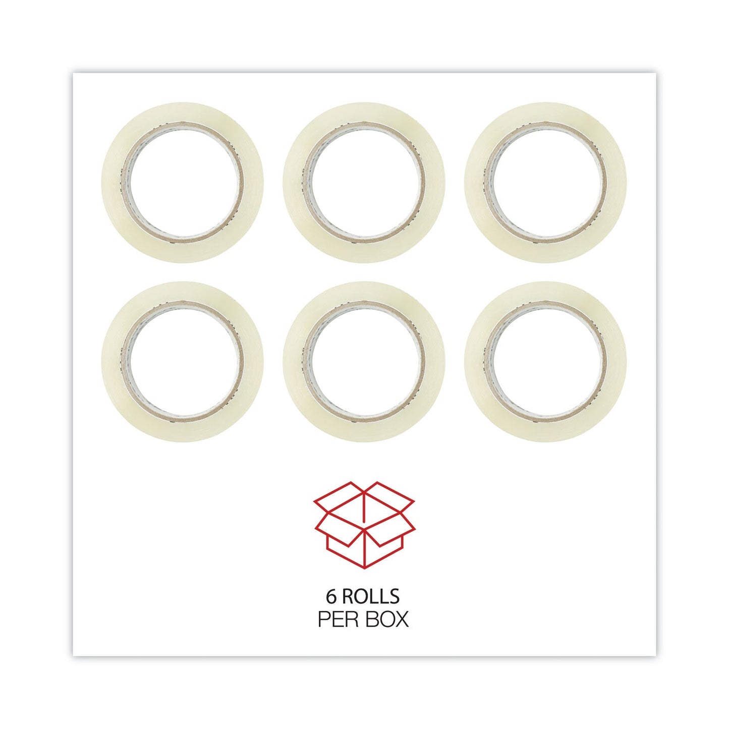 Universal Heavy-Duty Acrylic Box Sealing Tape, 3" Core, 1.88" x 54.6 yds, Clear, 6/Pack