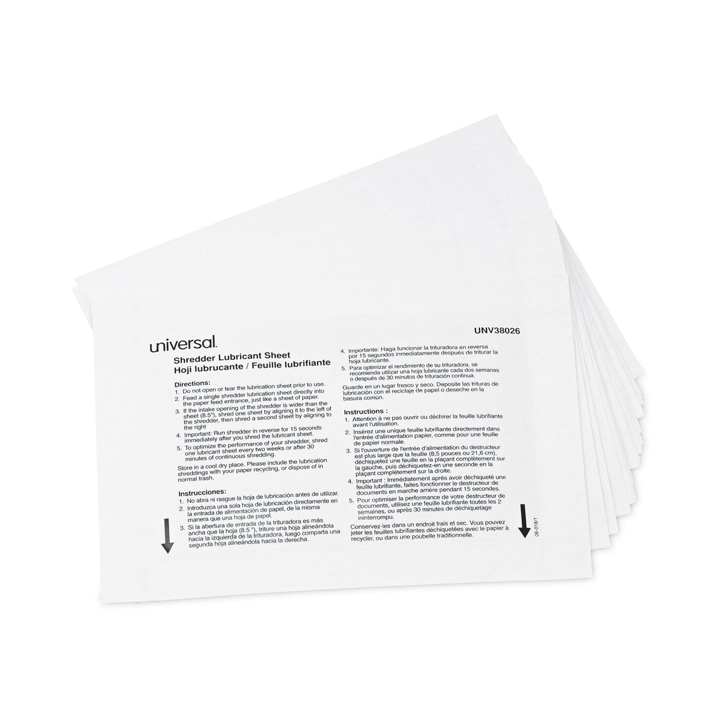 Universal Shredder Lubricant Sheets, 5.5 x 2.8, 24 Sheets/Pack