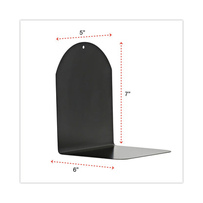 Universal Magnetic Bookends, 6 x 5 x 7, Metal, Black, 1 Pair