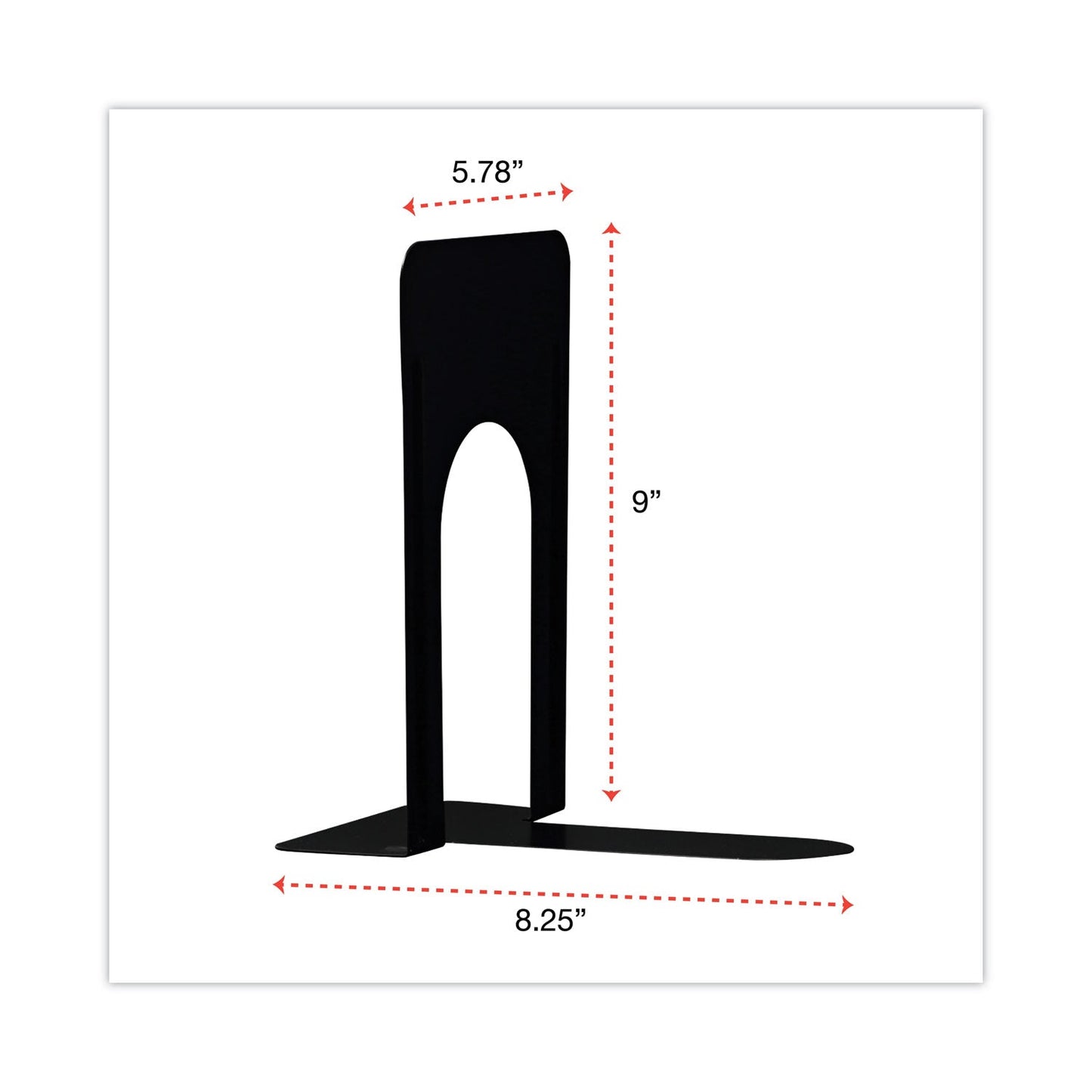 Universal Economy Bookends, Standard, 5.88 x 8.25 x 9, Heavy Gauge Steel, Black, 1 Pair