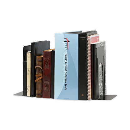 Universal Economy Bookends, Standard, 5.88 x 8.25 x 9, Heavy Gauge Steel, Black, 1 Pair