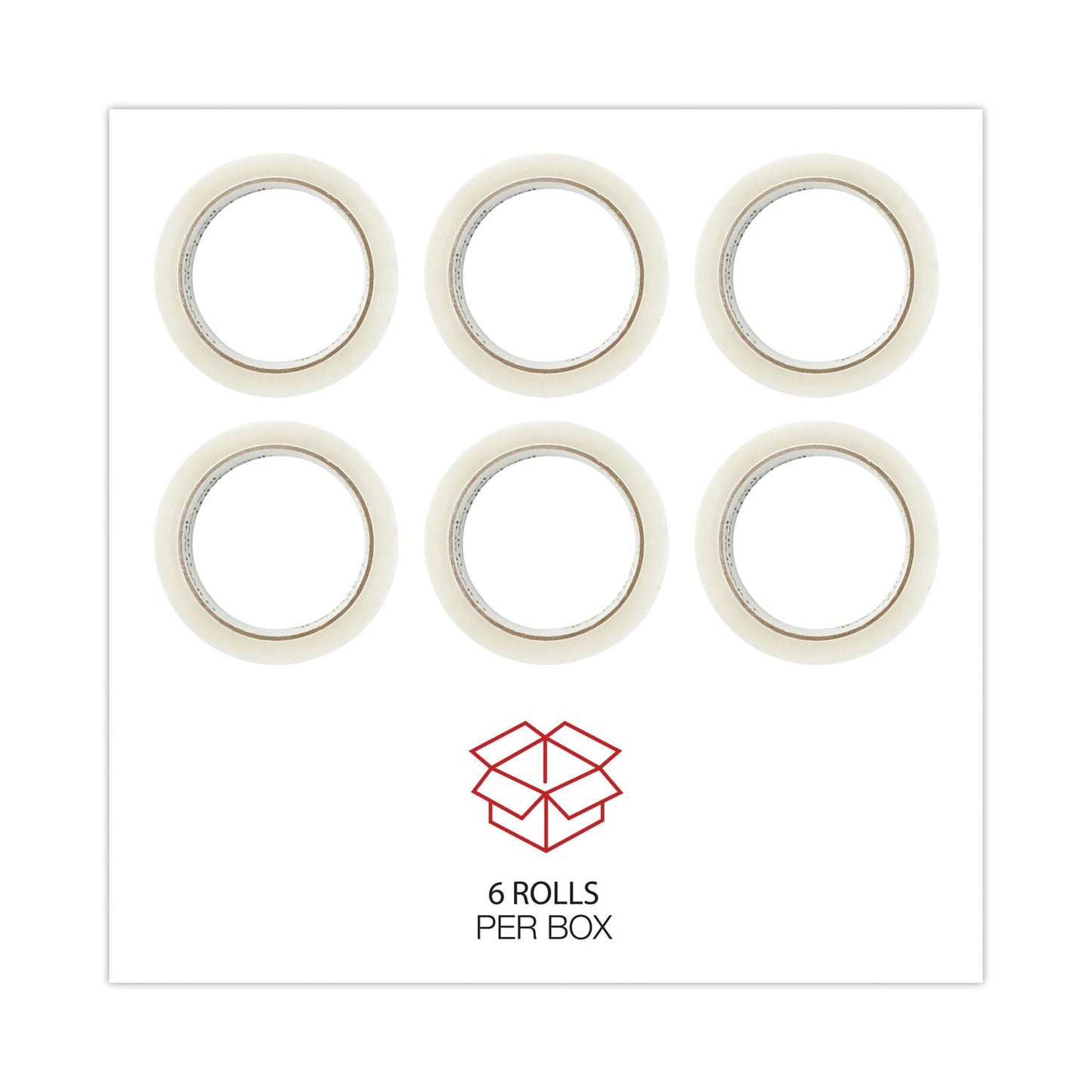 Universal General-Purpose Box Sealing Tape, 3" Core, 1.88" x 60 yds, Clear, 6/Pack