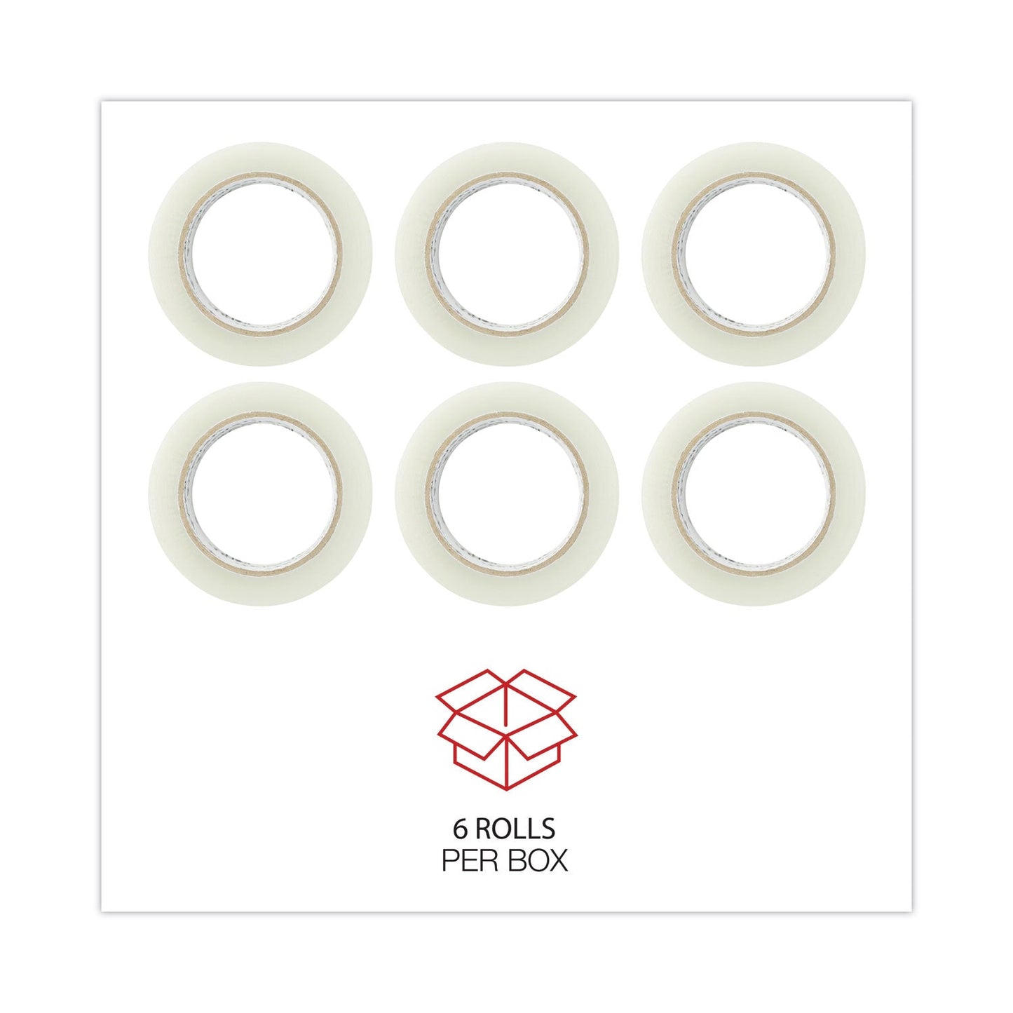 Universal Deluxe General-Purpose Acrylic Box Sealing Tape, 1.7 mil, 3" Core, 1.88" x 110 yds, Clear, 6/Pack