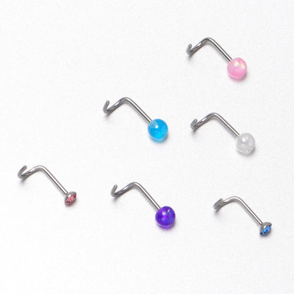 20G Nose Screw Gem Faux Opal Pack Pretty  Nose Ring Set of 6