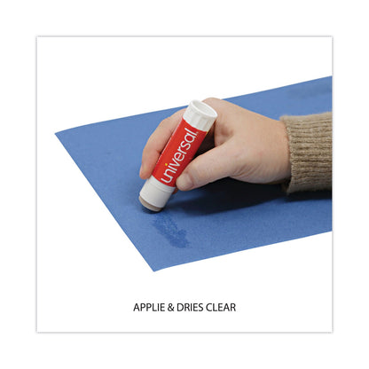 Universal Glue Stick, 0.74 oz, Applies Purple, Dries Clear, 12/Pack