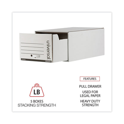 Universal Heavy-Duty Storage Drawers, Legal Files, 17.25" x 25.5" x 11.5", White, 6/Carton