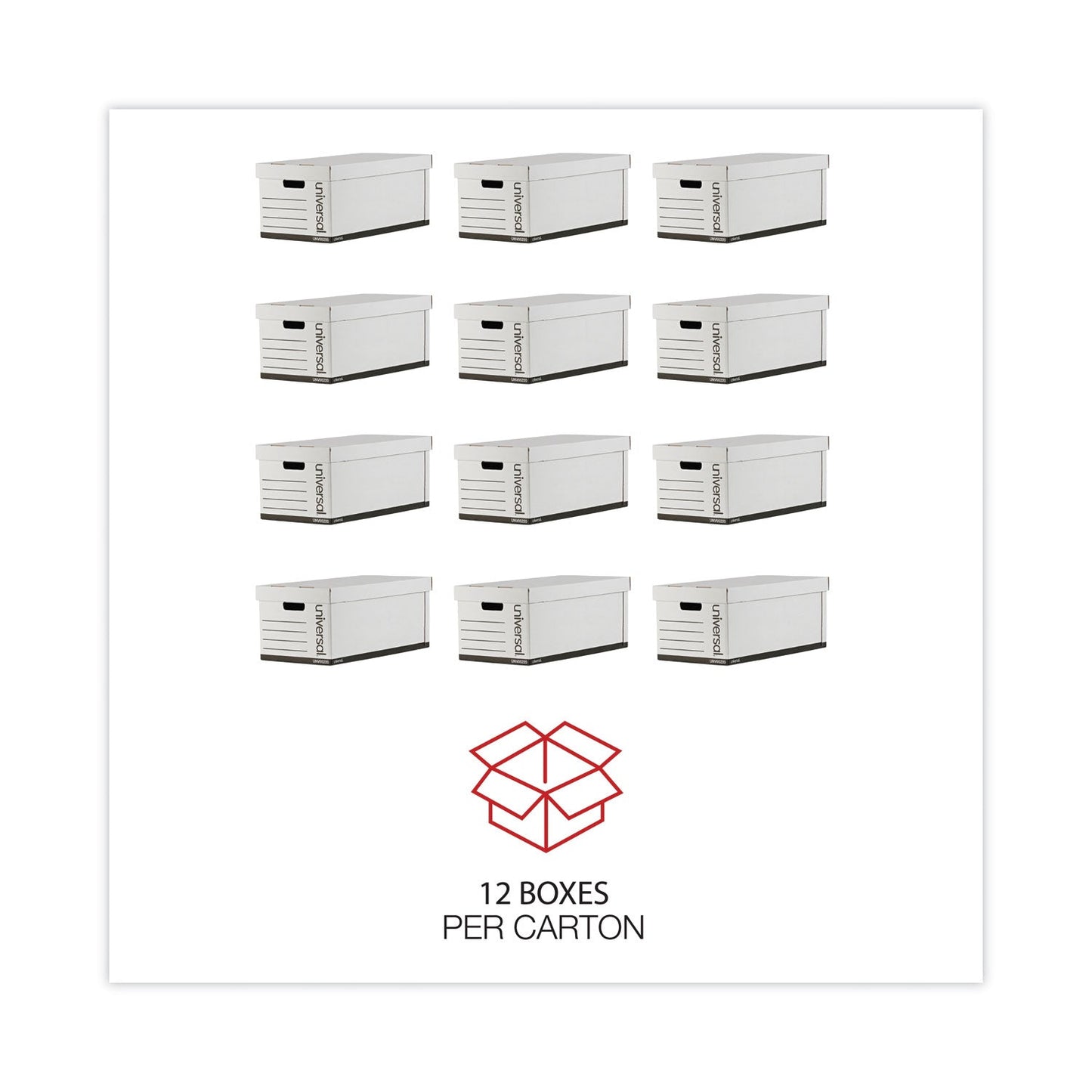 Universal Medium-Duty Easy Assembly Storage Box, Letter Files, White, 12/Carton