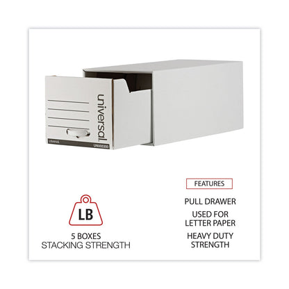 Universal Medium-Duty Easy Assembly Storage Box, Letter Files, White, 12/Carton