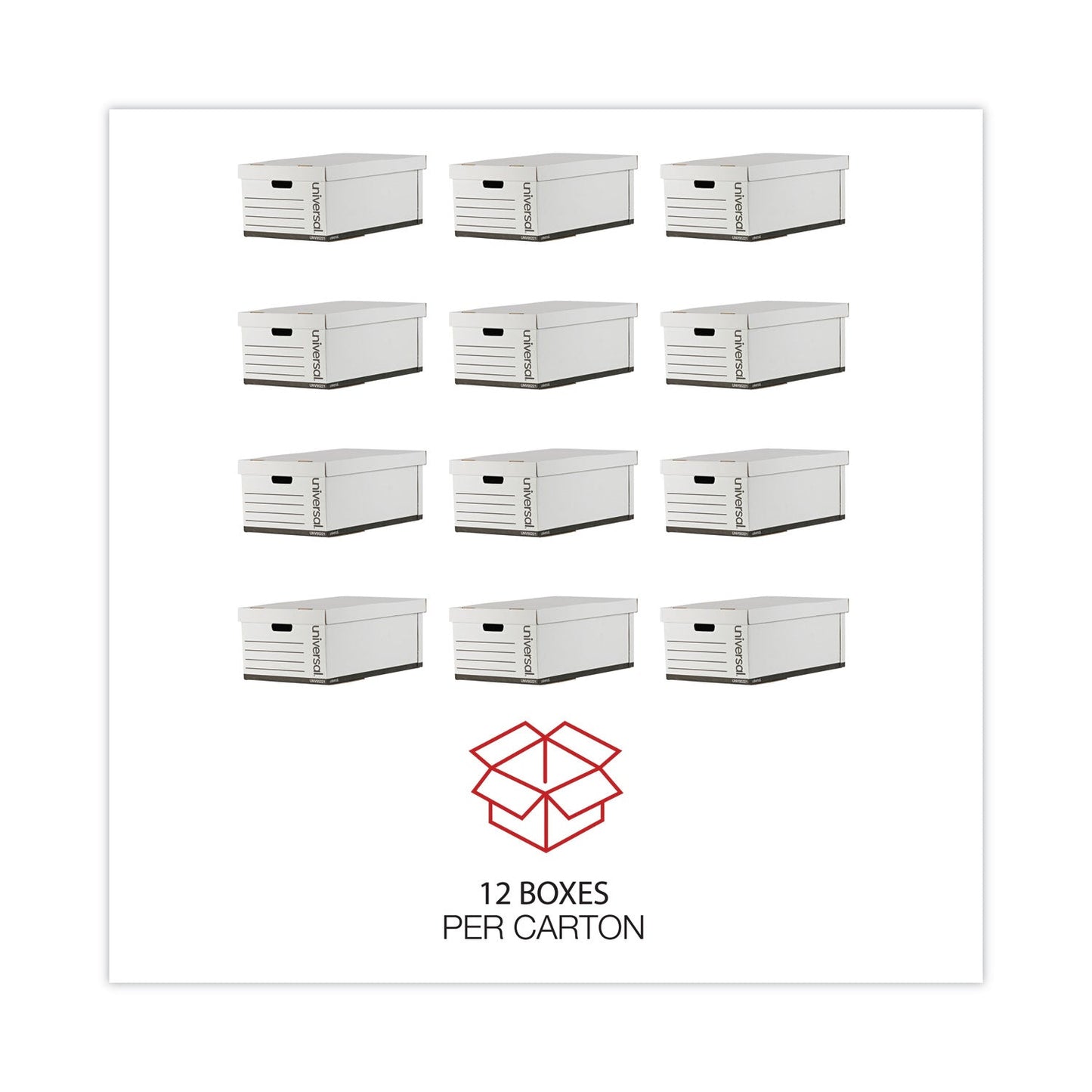 Universal Medium-Duty Easy Assembly Storage Box, Legal Files, White, 12/Carton