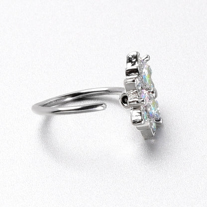 20G 5/16 Aurora CZ Gem Snowflake Style Nose Hoop